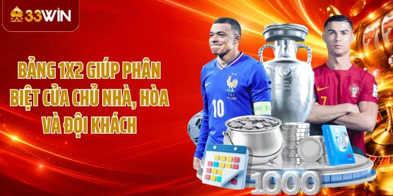 Bảng 1X2 giúp phân biệt cửa chủ nhà, hòa và đội khách